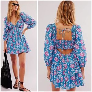 Free People, Sacha Mini Dress In BLUE/PINK COMBO